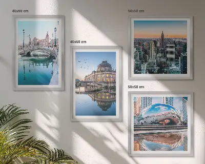 Architektur von Städten am Wasser als gerahmtes Polyptychon