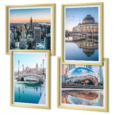 Architektur von Städten am Wasser als gerahmtes Polyptychon
