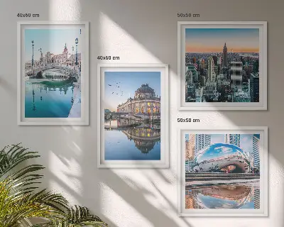 Architektur von Städten am Wasser als gerahmtes Polyptychon