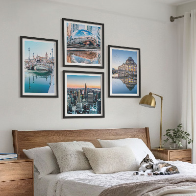 Polyptychon mit rahmen Architektur von Städten am Wasser