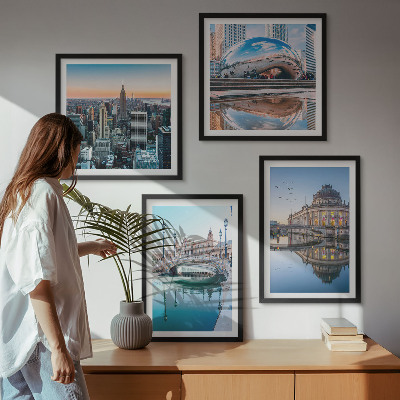 Polyptychon mit rahmen Architektur von Städten am Wasser