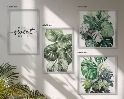 Sweet Home Green Plants mehrteiliges Wandbild mit Rahmen