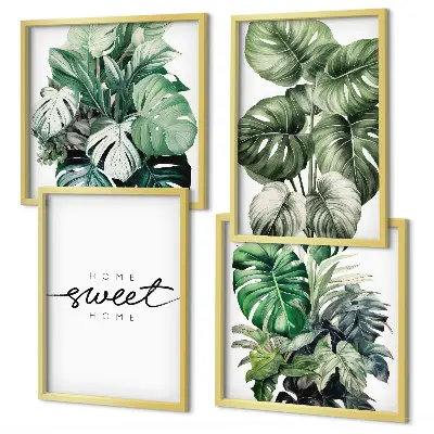 Sweet Home Green Plants mehrteiliges Wandbild mit Rahmen