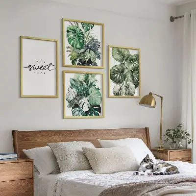 Sweet Home Green Plants mehrteiliges Wandbild mit Rahmen
