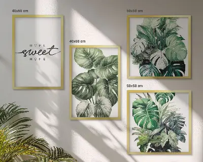 Sweet Home Green Plants mehrteiliges Wandbild mit Rahmen