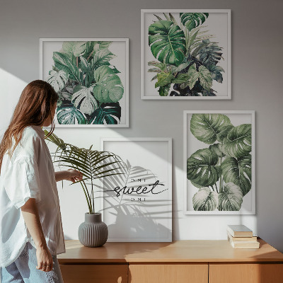 Polyptychon mit rahmen Sweet Home Green Plants