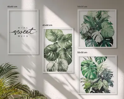 Sweet Home Green Plants mehrteiliges Wandbild mit Rahmen