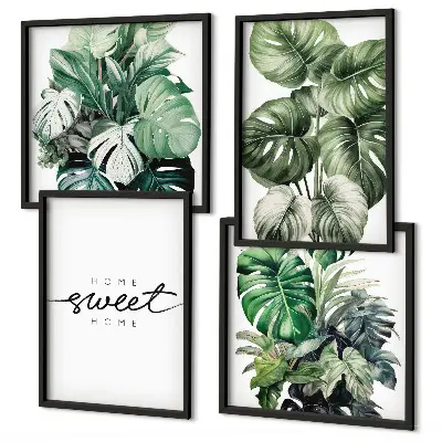 Sweet Home Green Plants mehrteiliges Wandbild mit Rahmen
