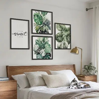 Sweet Home Green Plants mehrteiliges Wandbild mit Rahmen