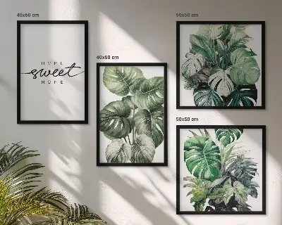 Sweet Home Green Plants mehrteiliges Wandbild mit Rahmen