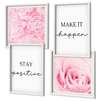 Polyptychon mit rahmen Minimalistische rosa Blüten
