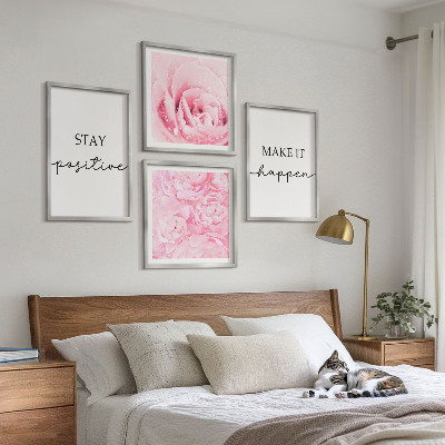 Polyptychon mit rahmen Minimalistische rosa Blüten