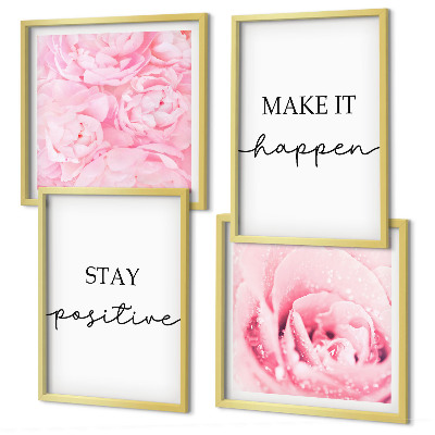 Polyptychon mit rahmen Minimalistische rosa Blüten