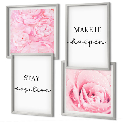 Polyptychon mit rahmen Minimalistische rosa Blüten