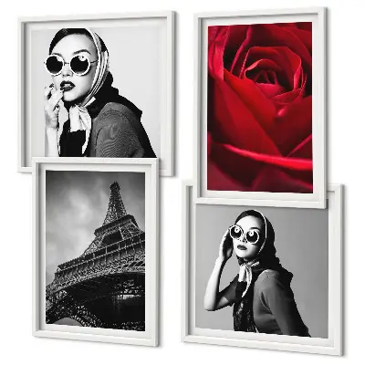 Wanddeko-Set mit Motiv einer Pariserin mit Eiffelturmbrille