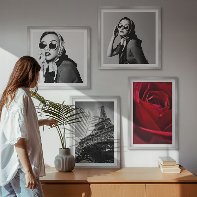 Wanddeko-set Pariserin mit Eiffelturmbrille