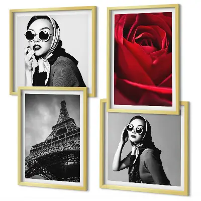 Wanddeko-Set mit Motiv einer Pariserin mit Eiffelturmbrille
