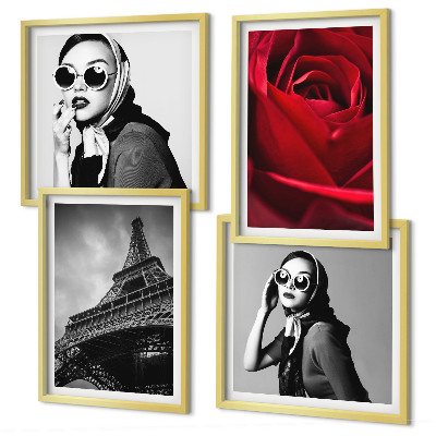Wanddeko-set Pariserin mit Eiffelturmbrille