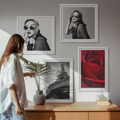 Wanddeko-set Pariserin mit Eiffelturmbrille