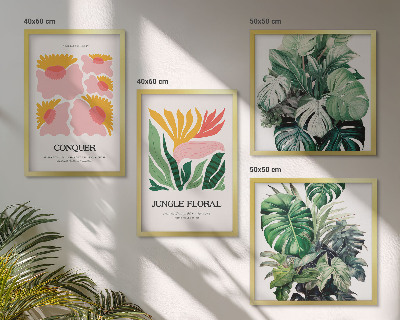 Polyptychon mit rahmen Blumen und Blätter – moderne Poster