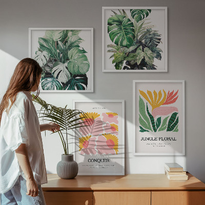 Polyptychon mit rahmen Blumen und Blätter – moderne Poster