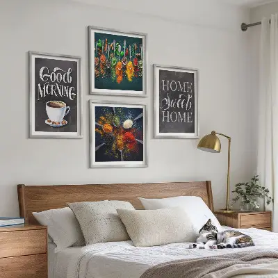 Wanddeko-Set mit Gewürzen, Kaffee, Tasse und Kräutern