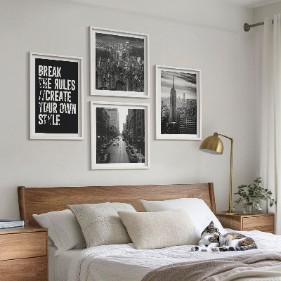 Polyptychon mit rahmen Inspiration für Schwarz-Weiß-Darstellungen von Stadtstraßen