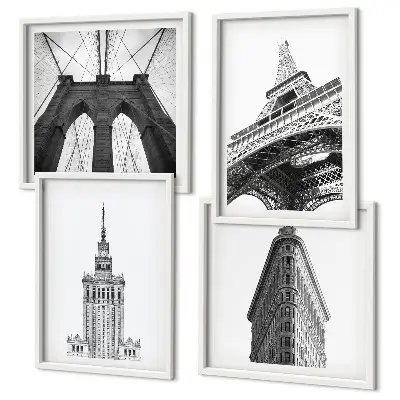 Wanddeko-Set Architektur in minimalistischem Schwarz-Weiß