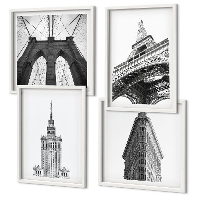 Wanddeko-set Architektur Schwarz-Weiß-Minimalismus