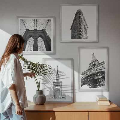 Wanddeko-set Architektur Schwarz-Weiß-Minimalismus