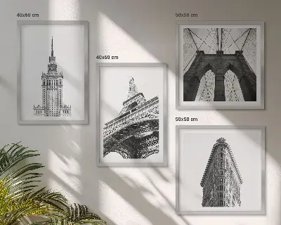 Wanddeko-Set Architektur in minimalistischem Schwarz-Weiß