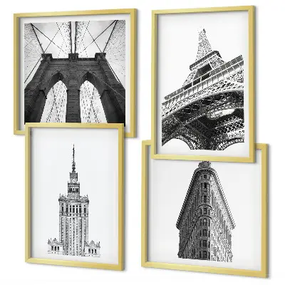 Wanddeko-Set Architektur in minimalistischem Schwarz-Weiß