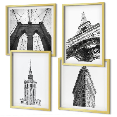 Wanddeko-set Architektur Schwarz-Weiß-Minimalismus