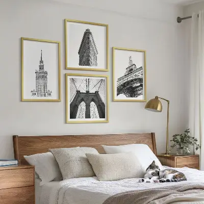 Wanddeko-Set Architektur in minimalistischem Schwarz-Weiß