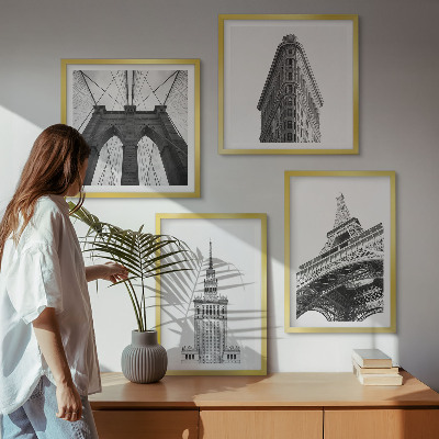 Wanddeko-set Architektur Schwarz-Weiß-Minimalismus