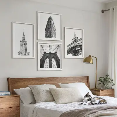 Wanddeko-Set Architektur in minimalistischem Schwarz-Weiß