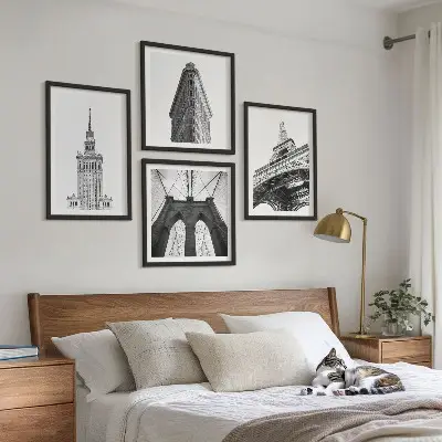 Wanddeko-Set Architektur in minimalistischem Schwarz-Weiß