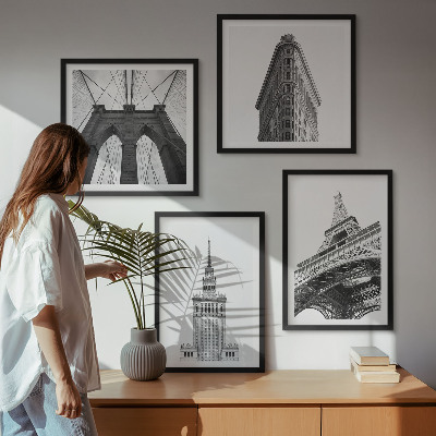 Wanddeko-set Architektur Schwarz-Weiß-Minimalismus