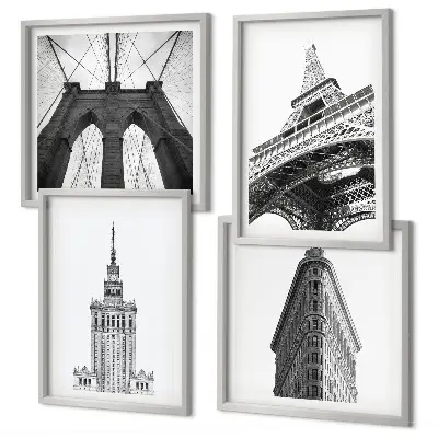 Wanddeko-Set Architektur in minimalistischem Schwarz-Weiß