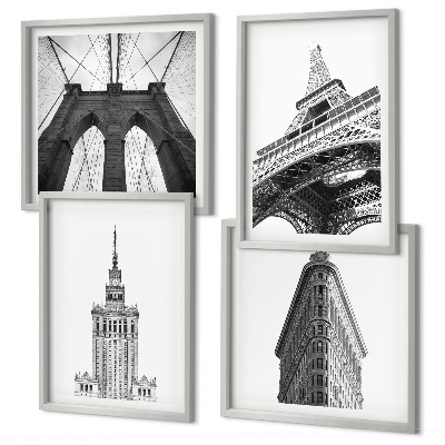 Wanddeko-set Architektur Schwarz-Weiß-Minimalismus
