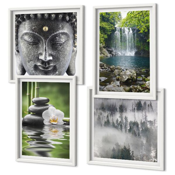 Polyptychon mit rahmen Harmonie der Natur, Steine, Wasser, Buddha