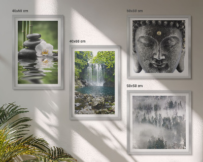 Polyptychon mit rahmen Harmonie der Natur, Steine, Wasser, Buddha
