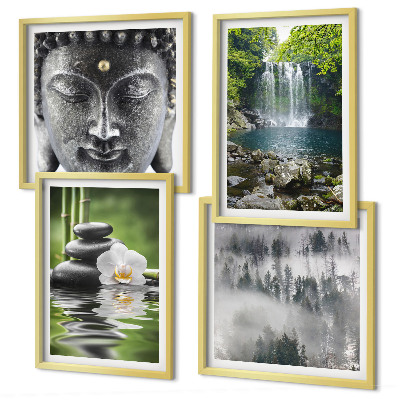 Polyptychon mit rahmen Harmonie der Natur, Steine, Wasser, Buddha