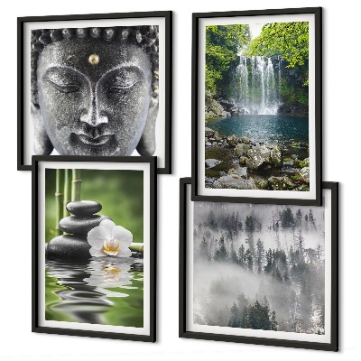 Polyptychon mit rahmen Harmonie der Natur, Steine, Wasser, Buddha