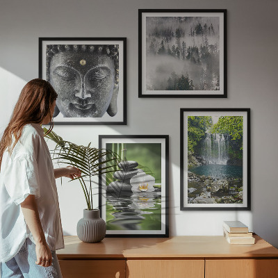Polyptychon mit rahmen Harmonie der Natur, Steine, Wasser, Buddha