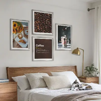 Italienische Frühstückskaffeebohnen als gerahmtes Polyptychon