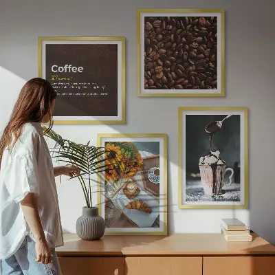 Italienische Frühstückskaffeebohnen als gerahmtes Polyptychon