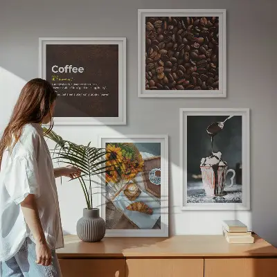 Italienische Frühstückskaffeebohnen als gerahmtes Polyptychon