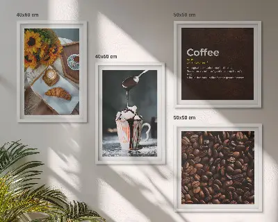 Italienische Frühstückskaffeebohnen als gerahmtes Polyptychon