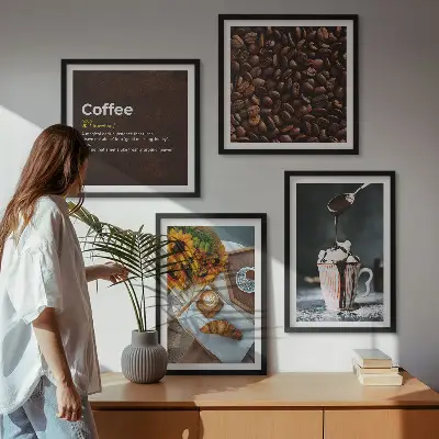 Italienische Frühstückskaffeebohnen als gerahmtes Polyptychon